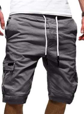 Men's Shorts Green Cargo Shorts Summer Bermudas Male Flap Po