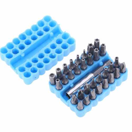33pcs Torq Torx Hex Star Spanner Extension Holder Bit Securi - 图1