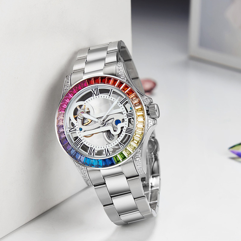 蒂玮娜davena女时尚镶钻全镂空男表 davena手表国产腕表