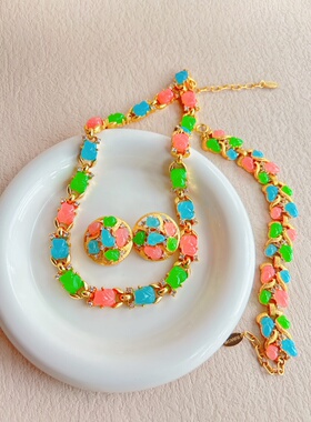 糖果色花朵轻奢小众设计项链