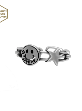 ins埃斯五角星潮百搭笑脸指环