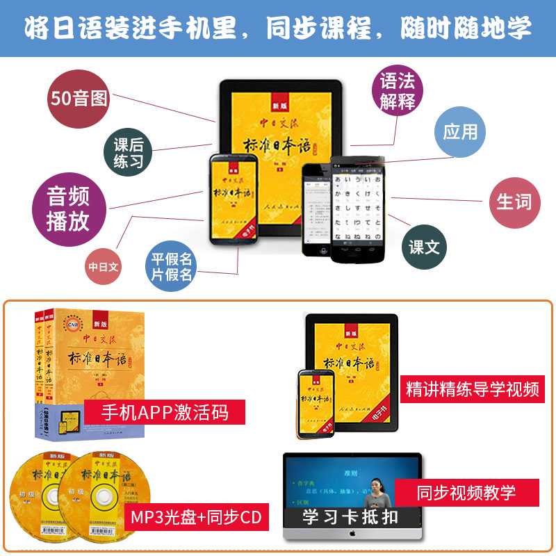 新版中日交流标准日本语初级第二版上下册日语入门自学教材日语书籍入门自学新标日零基础入门自学人民教育出版社新华书店-图0