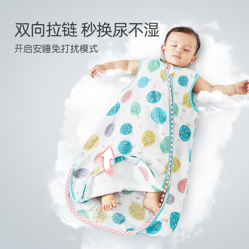 喜卡缇母婴旗舰店婴儿睡袋宝宝夏季薄款新生儿夏天纱布儿童春秋款四季通用款防踢被3