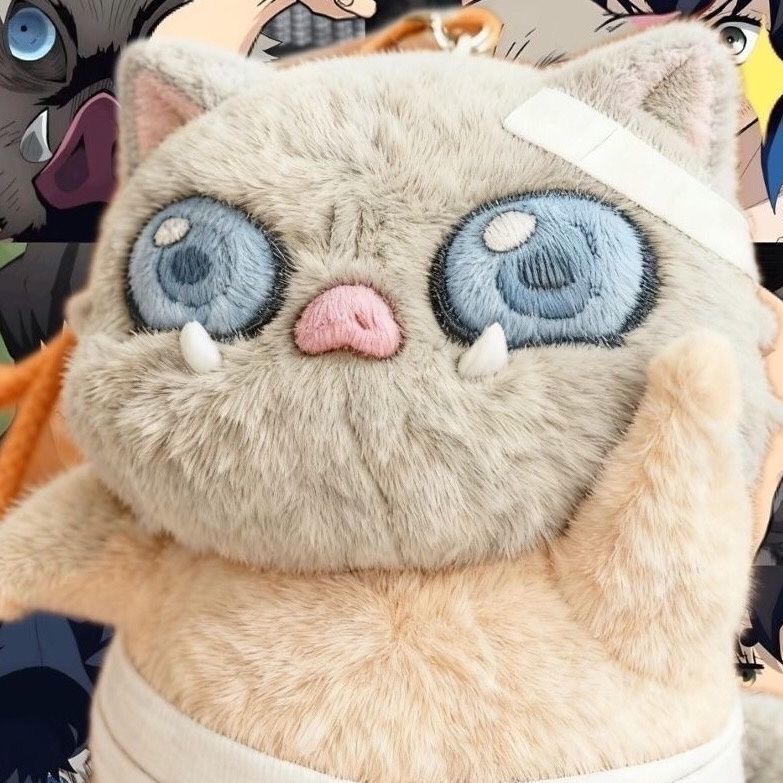 鬼灭之刃属性10cm伊之助一只猪棉花娃娃动漫同人毛绒玩偶公仔挂件 - 图0