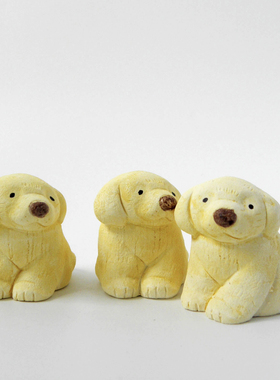 艺术家原创手作金毛犬小狗仿瓷石膏摆件可扩香无尘疗愈