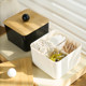 Japanese simple makeup cotton cotton swab storage box makeup remover cotton toothpick line partition box desktop cosmetic storage box