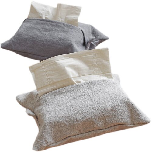 棉麻纸巾套纸巾挂袋简约水洗工艺车载抽纸袋纸巾 日式纸巾袋 - 图2