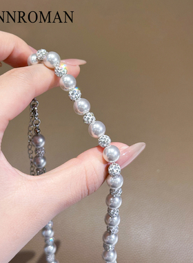 珍珠水晶项链女高级感轻奢精致