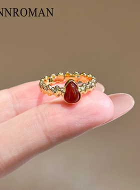 红玛瑙戒指女高级轻奢精致
