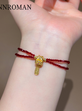 纳福招财手链金色挂坠