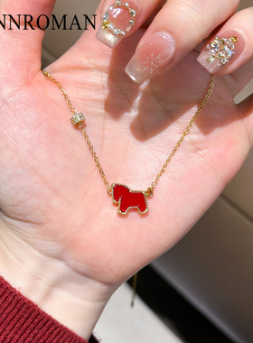 小红马年本命年红绳吊坠锁骨链