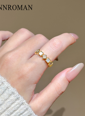 贝母设计几何钻石开口