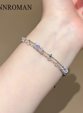 LYNNROMAN紫色水晶多层叠戴手链