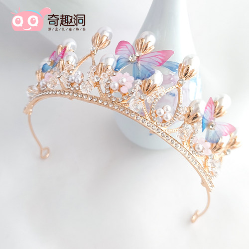 儿童皇冠头饰公主女童王冠小孩发箍韩版舞台花童头花花环结婚饰品 - 图2