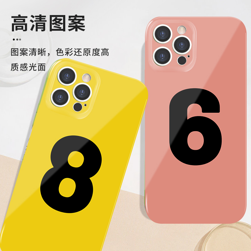 数字7鹿晗手机壳苹果14带七的iPhone13幸运12promax荧光绿11简约8plus小众7号x元素xr绿色xs粉色i7黄色适用ip-图3