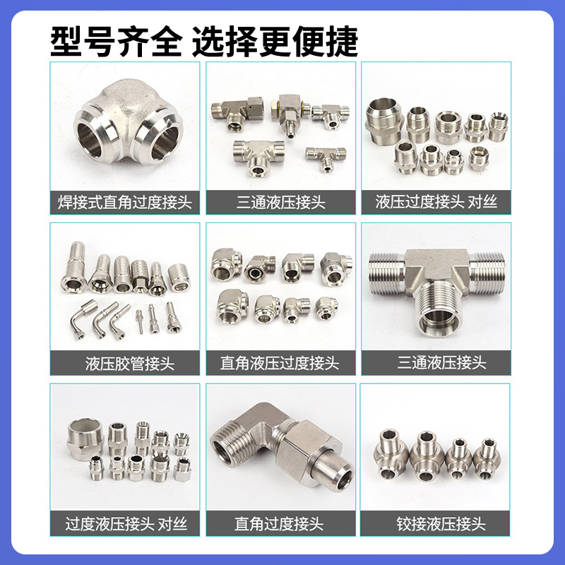 304不锈钢液压油管接头d型1ST高压对丝直接美制球头1JT转英制外丝 - 图2