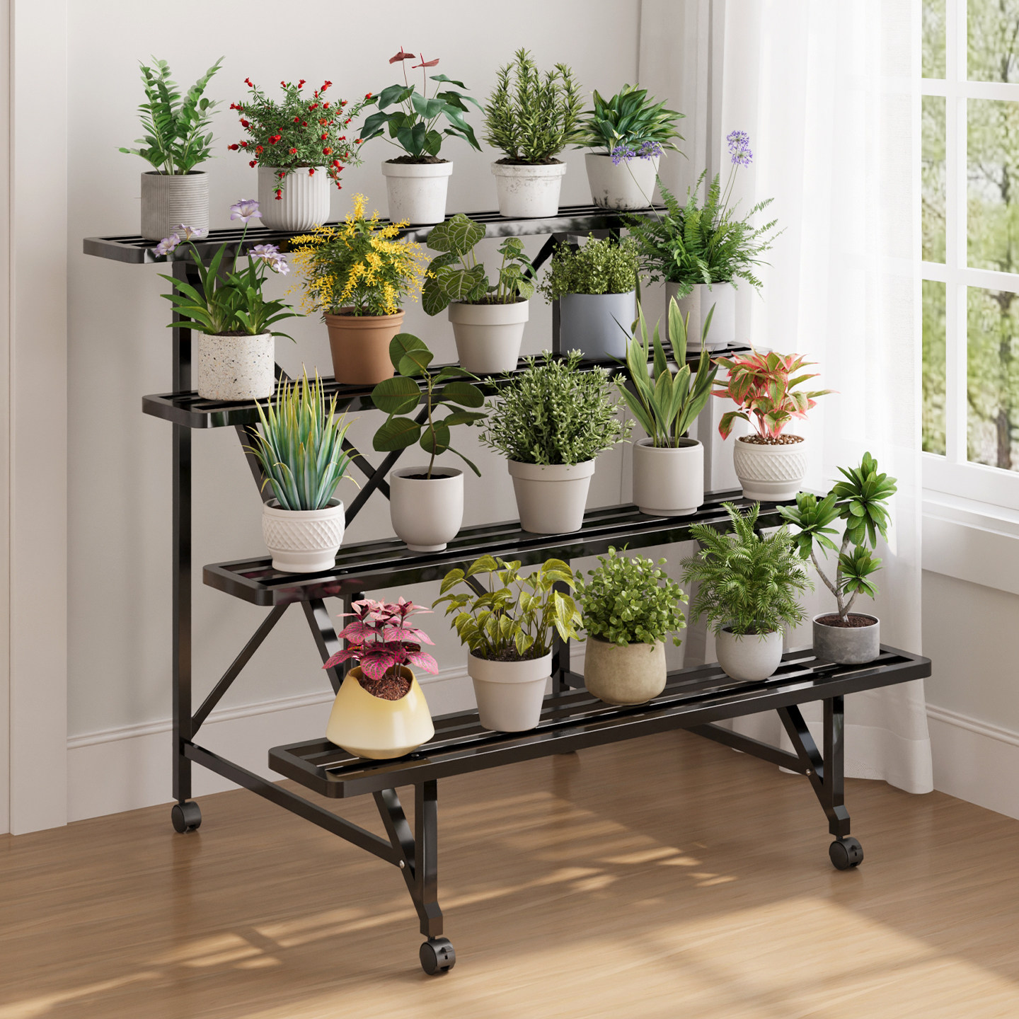 可移动花架子客厅落地式阳台花架2025新款层架阶梯式铁艺户外庭院,淘宝优惠券,粉丝福利购,淘宝优惠卷