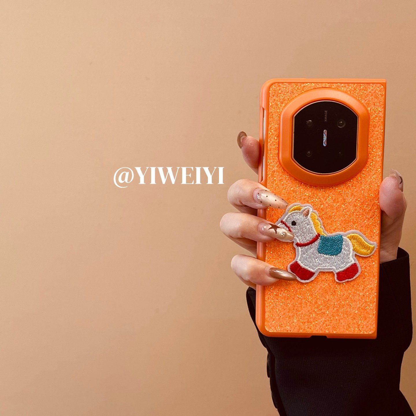 依维意 适用于华为MateX7折叠手机壳MateX6高级橙闪粉亮片MateX3典藏版时尚X5刺绣小马秋冬新款毛绒珍珠手链,淘宝优惠券,粉丝福利购,淘宝优惠卷