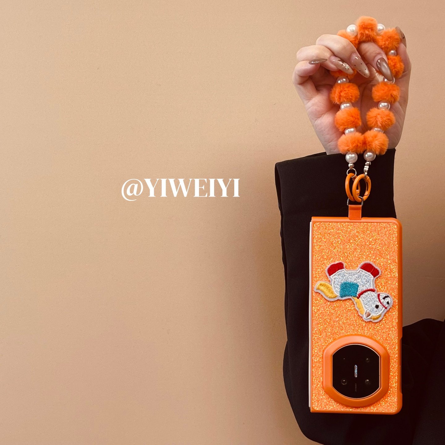 依维意 适用于华为MateX7折叠手机壳MateX6高级橙闪粉亮片MateX3典藏版时尚X5刺绣小马秋冬新款毛绒珍珠手链,淘宝优惠券,粉丝福利购,淘宝优惠卷