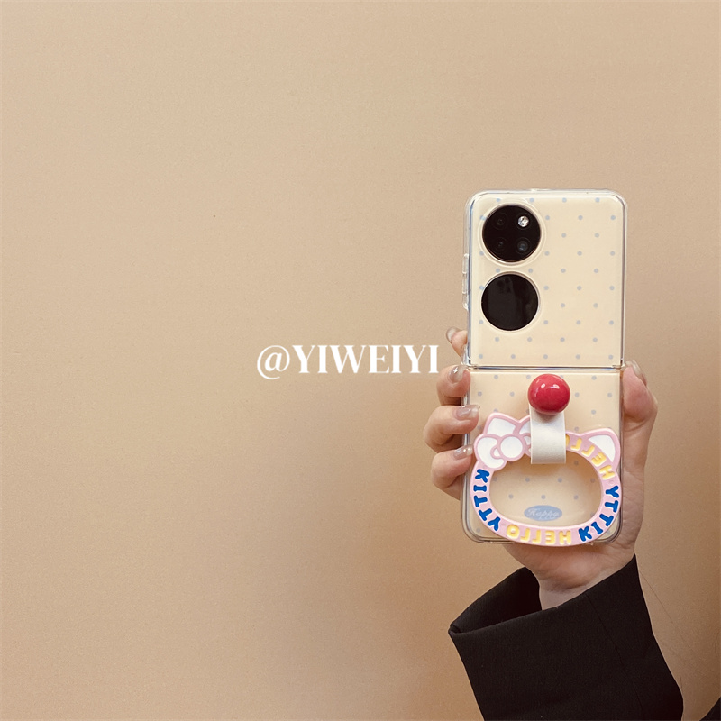 依维意 适用于OPPOFindN3Flip折叠手机壳华为PuraX粉色kt猫支架三星ZFlip6/5/4可爱小米MIXFlip2新款Pocket2 - 图0