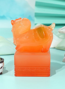 流光釉梦小马印章摆件新年送礼