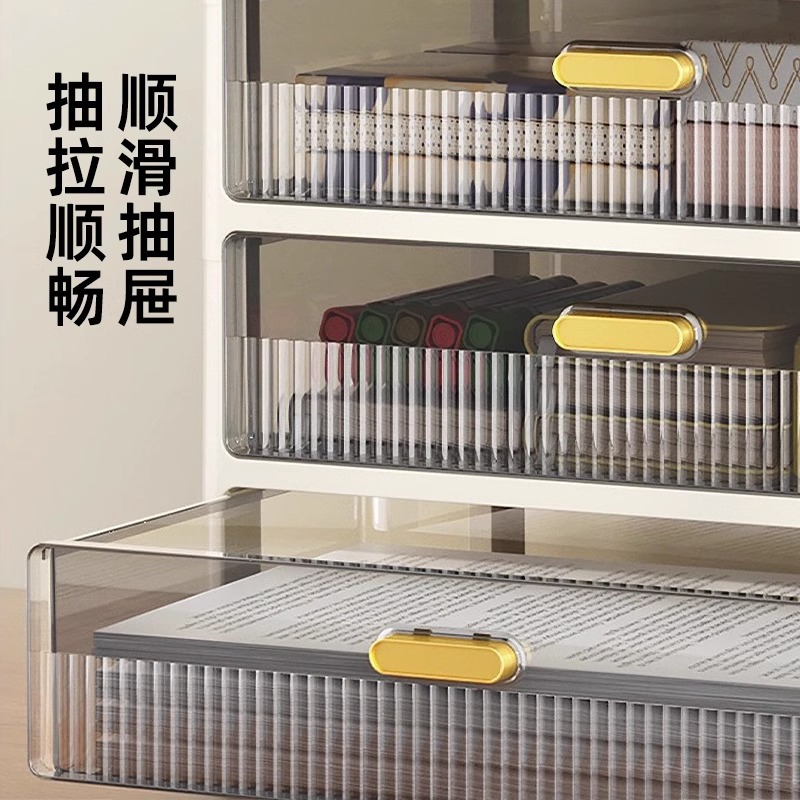 桌面收纳盒抽屉式办公室书桌上文具化妆品储物箱整理多层置物架柜 - 图2