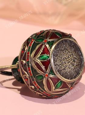 复古珐琅彩首饰盒茶壶装饰盒合金创意家居中古礼品阿拉伯摆件