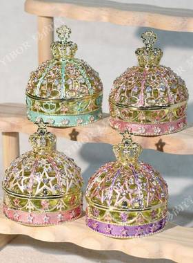 金属珐琅彩工艺品网红轻奢风戒指盒家居装饰品礼品小摆件