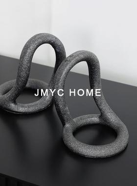 现代极简砂岩环形树脂书挡书靠客厅书房办公室桌面创意摆件饰品