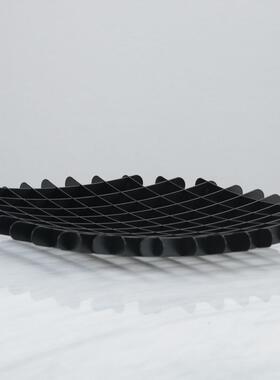 不锈钢方形果盘酒店样板房桌面摆件 皱折艺术家居客厅厨房饰品