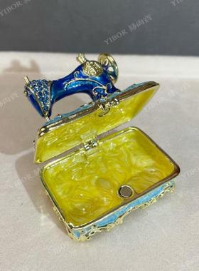 广东厂家镶钻衣车缝纫机装饰盒珐琅工艺品小饰品摆件外贸礼品