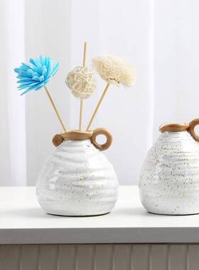 美式乡村波点带耳复古奶壶花瓶摆件简约客厅民宿家居装饰品花器