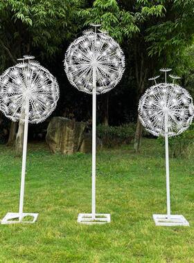 户外不锈钢镂空蒲公英雕塑园林景观售楼部草坪铁艺可发光植物摆件