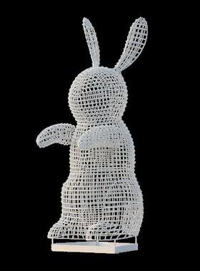 不锈钢动物雕塑仿真兔子摆件楼空网格发光户外园林庭院装饰摆设