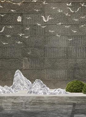 现代简约透明树脂假山雕塑摆件酒店售楼处别墅楼梯口软装饰艺术品