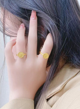 新款5G黄金女王戒指足金999女王牌指环女士时尚简约活口纯金戒指