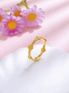 5G黄金鸢尾花戒指女999足金时尚花朵指环纯金新品纯金食指戒送礼