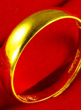 黄金戒指实心男女款9999足金光面素圈纯金食指环真金子按克重