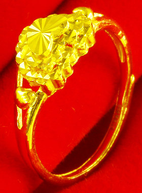 黄金戒指9999足金女款心心相守爱心形纯金指环素金首饰送老婆