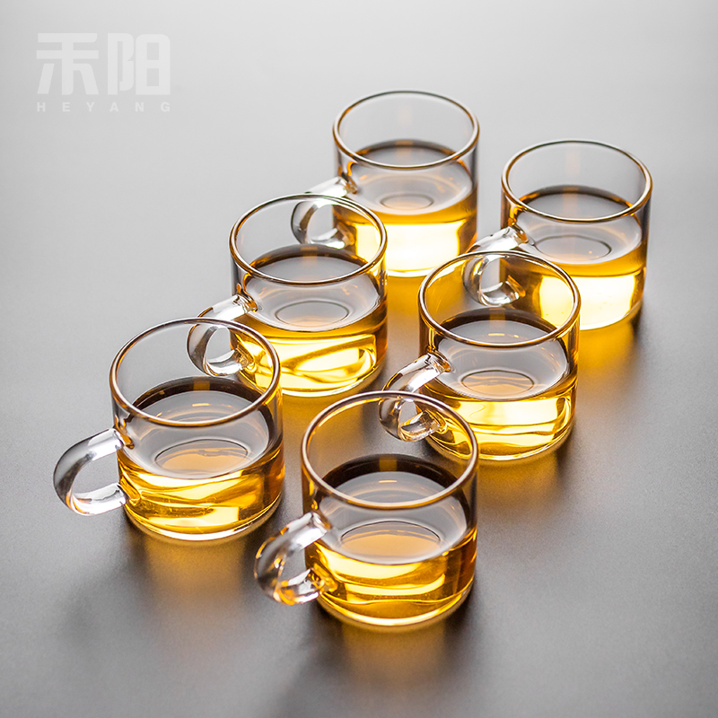 禾阳 小茶杯功夫茶具套装家用带把透明玻璃杯子 喝茶绿茶单人泡茶