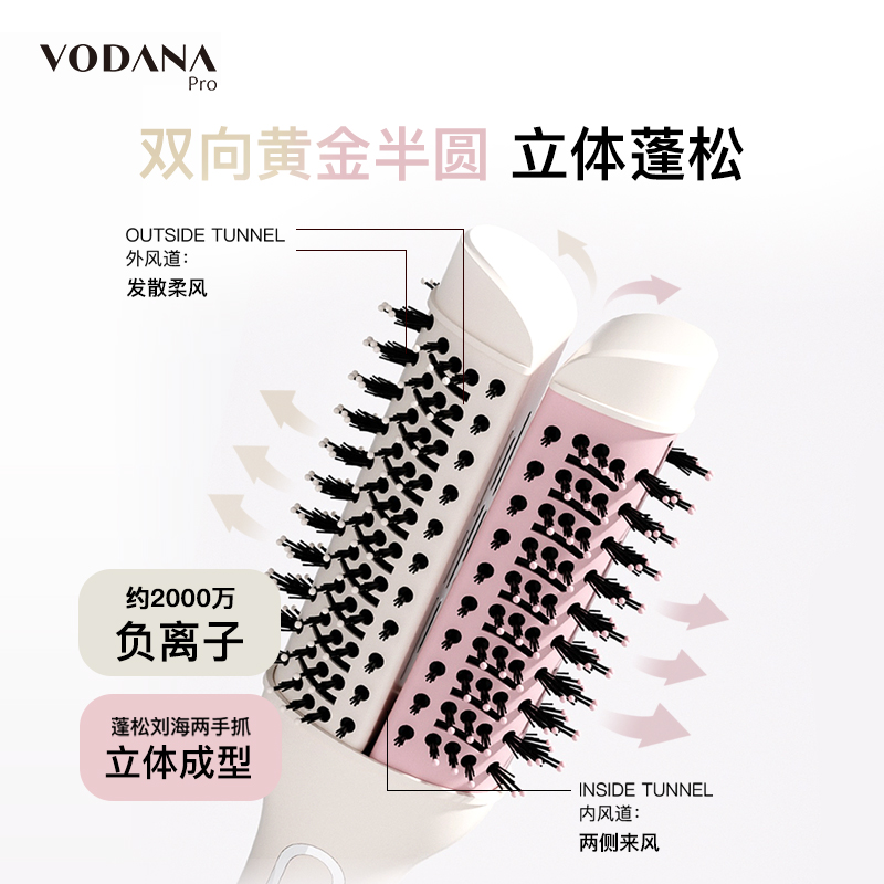 VODANA倍盈吹风梳负离子干湿两用蓬松高颅顶造型梳