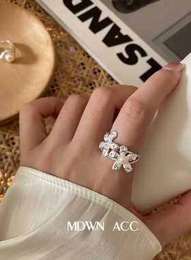 一恋编织花朵珍珠戒指女甜酷时尚