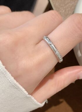 中古鸢尾花戒指女重工拉丝精致爱心开口指环百搭叠戴网红食指戒潮