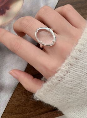 一恋个性时尚椭圆精致戒指女小众设计感网红创意开口指环百搭食指