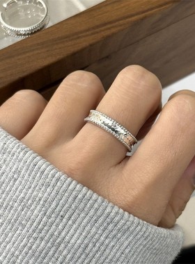 一恋甜酷几何百搭戒指女时尚个性叠戴开口指环圆珠麻花食指