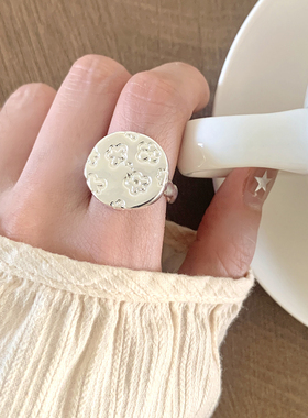 花朵戒指女简约圆形百搭开口戒子女食指指环小众设计配饰女