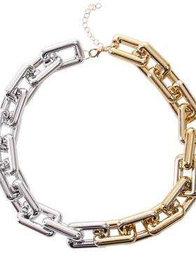 欧美方形链条颈链锁骨项链个性小众朋克项链necklace women