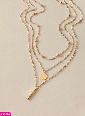 Women simple choker multi-layer necklace clavicle chain 项链