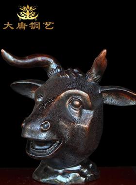 圆明园十二生肖兽首纯铜摆件龙马头羊鼠牛首猴头底座国宝12兽头铜