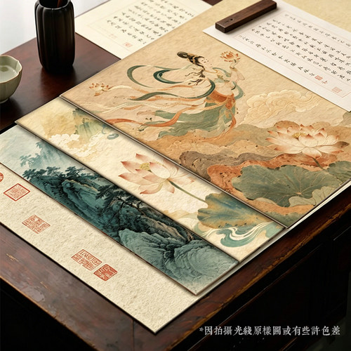 毛毡垫新中式羊毛毡加厚桌垫书画学生书法毛毡专用桌布垫国风印花 - 图1